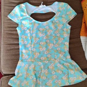 Baby blue floral blouse